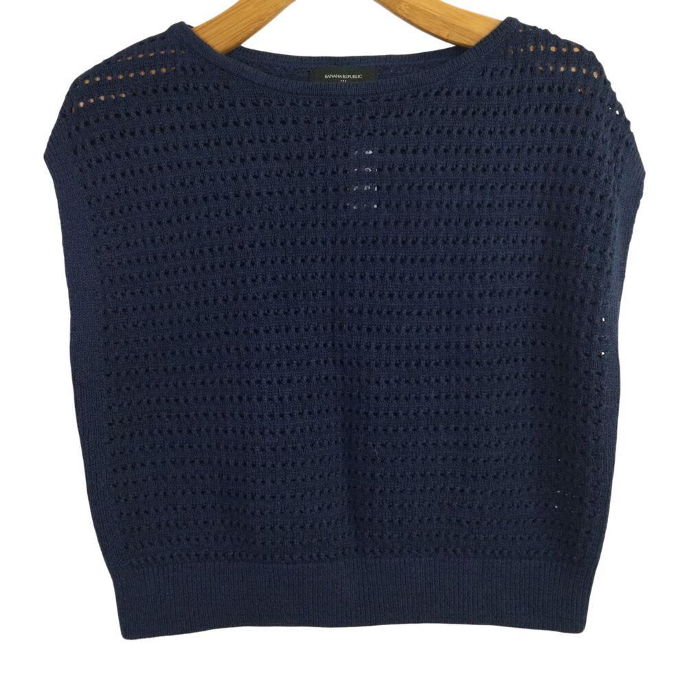 Banana Republic Womens Open Weave Dolman Sleeve Sweater Blue Size M NWT